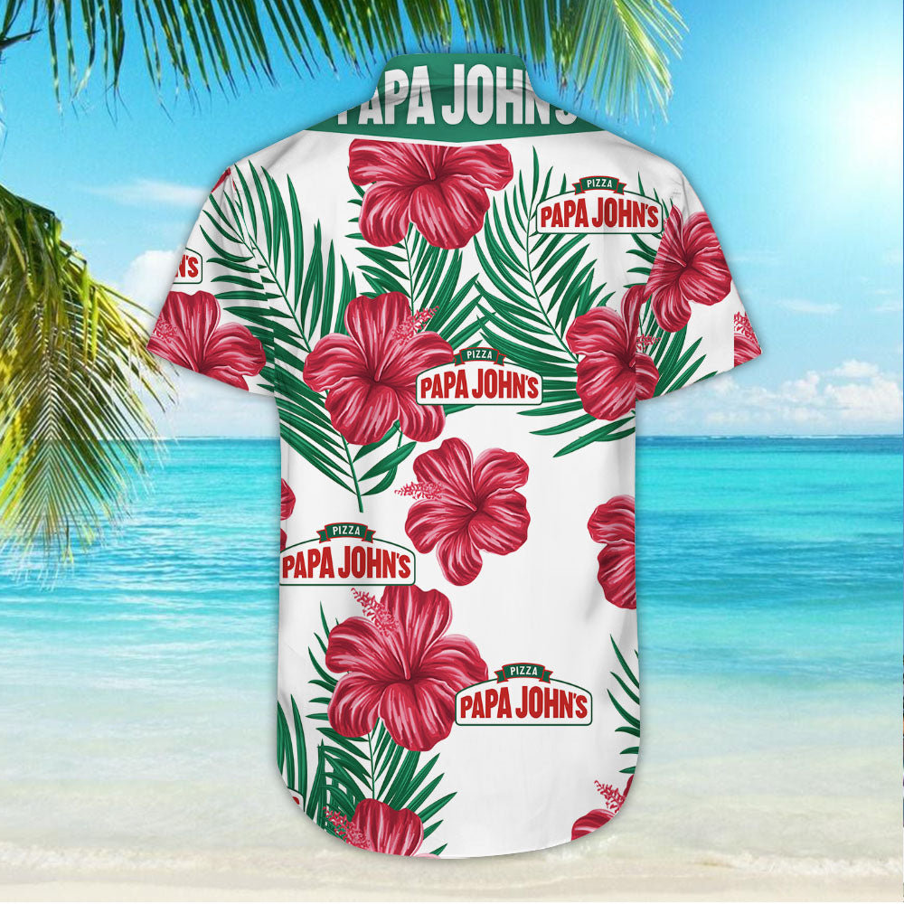 Papa John's Tropical Flower Aloha Hawaiian Shirts sold by Liinz | SKU