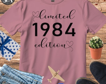 Limited Edition 1984 T shirt, Personalize Birthday Tshirt, 40th Birthday Gifts for women, 40th Birthday Party Shirt, Mum Birthday Gift, 912