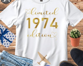 Limited Edition 1974 T shirt, Personalize Birthday Tshirt, 50th Birthday Gifts for women, Birthday Party T shirt, Birthday Gift for Mum, 909