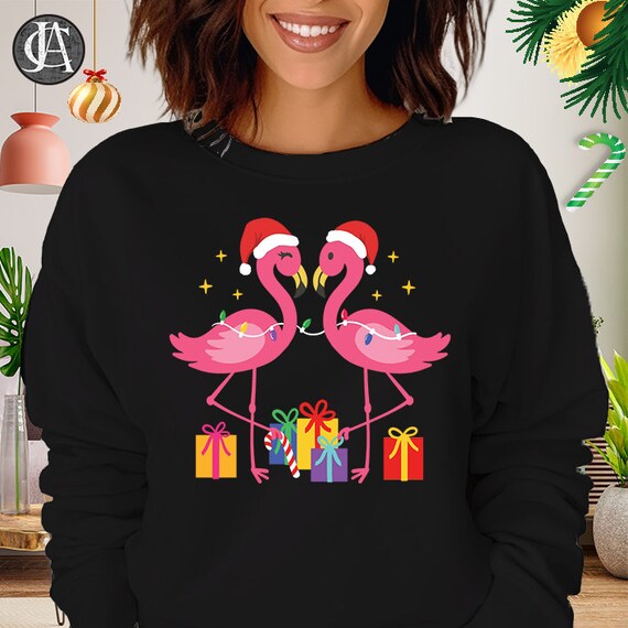 Flamingo Christmas Sweatshirt Merry Christmas Flamingo Jumper Funny Family Christmas Gift Bird Lover Jumper Cute Bird Sweatshirt 2534 Etsy