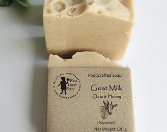 Unscented Goat Milk Soap: Oatmeal Honey Bar, Sensitive Skin