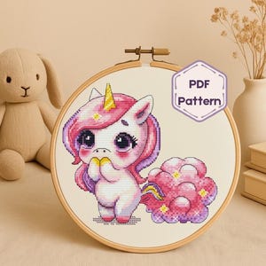 Cross Stitch Pattern With Cute Unicorn ,Embroidery PDF Pattern,Cross Stitch Pattern , Fantasy Designs