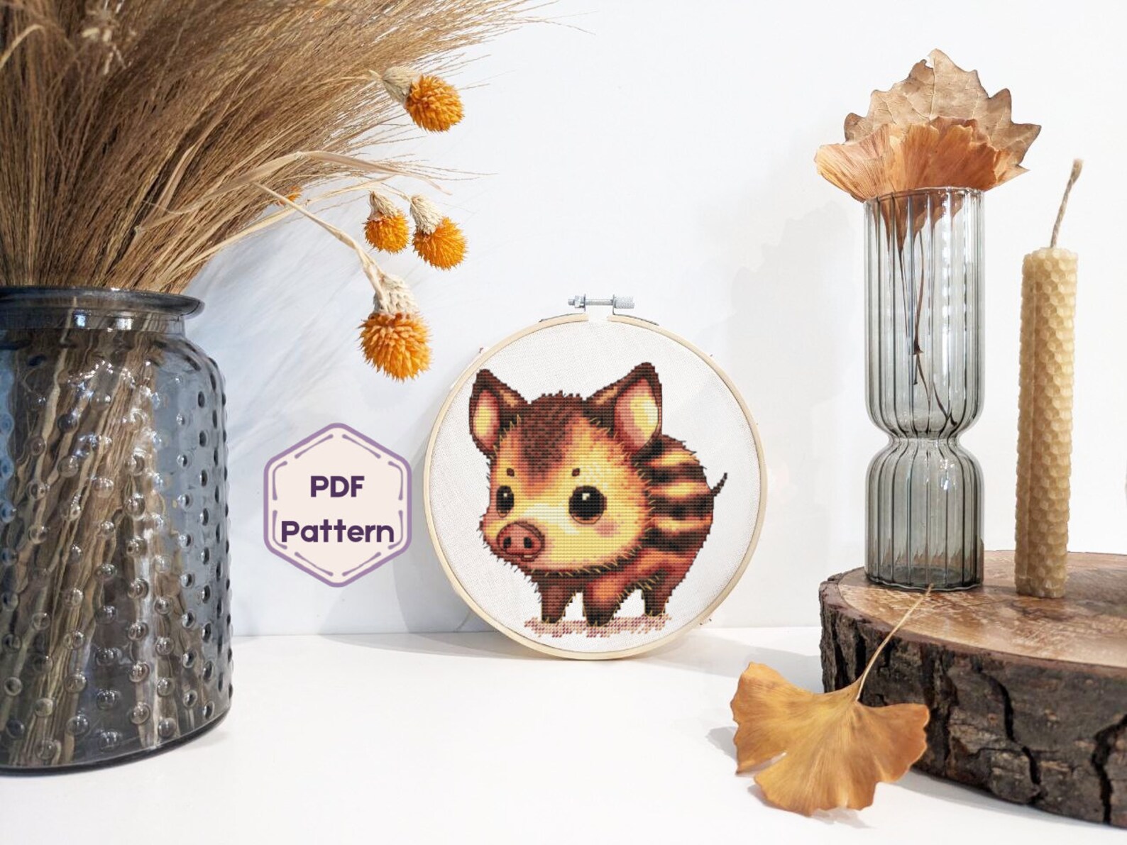 Boar Pattern Cute Wild Boar Cross Stitch Pattern, Instant PDF Download. Embroidery ...
