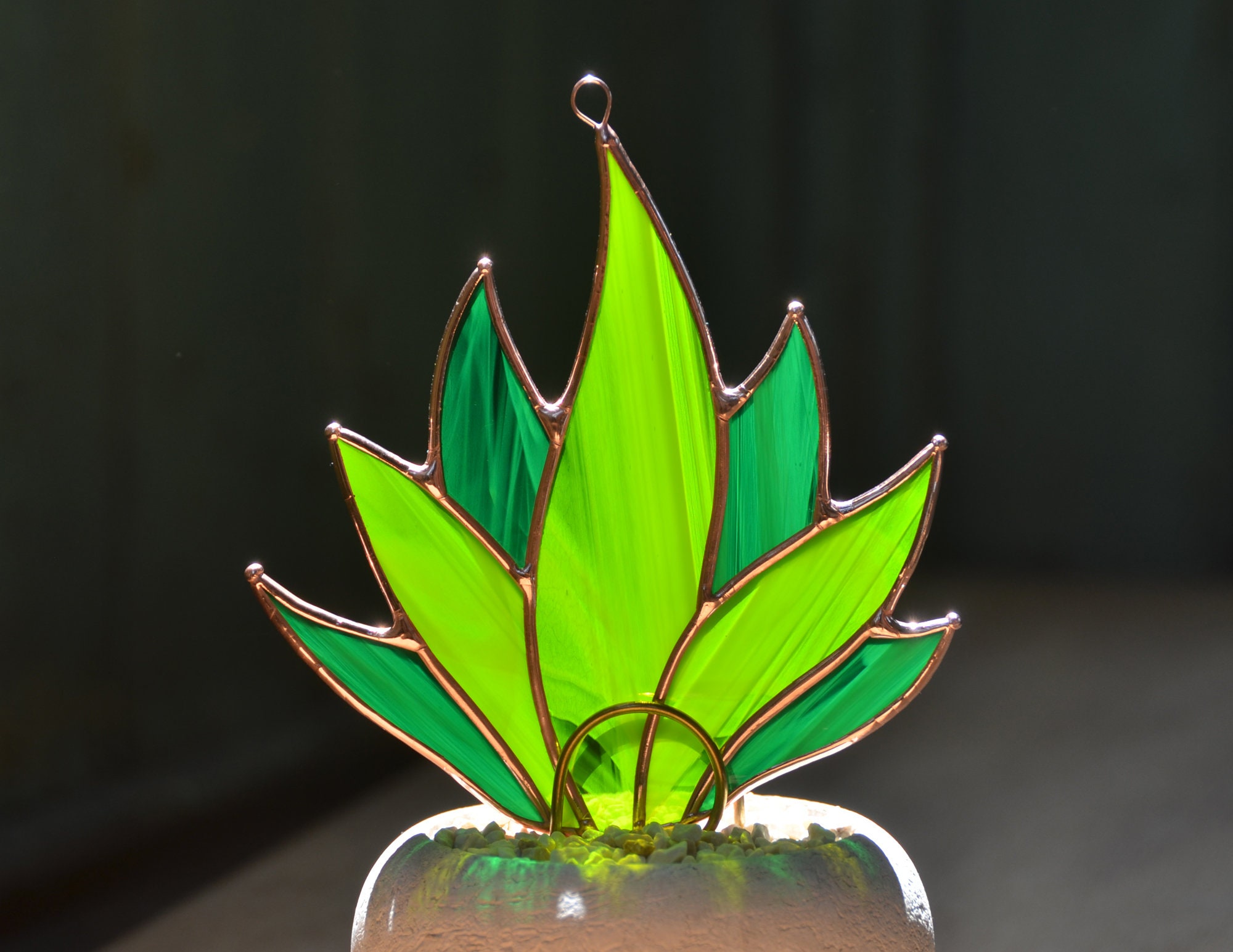 Stained Glass Agave Succulent Suncatcher Everlasting Flower Etsy