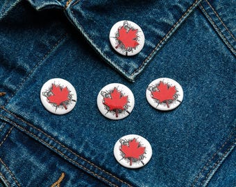 Juego de 5 botones con forma de hoja de arce, insignias de Canadá, pines de hojalata con estética otoñal, regalo de orgullo canadiense, pequeños accesorios