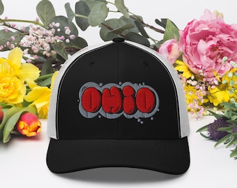 Ohio Trucker Hat Mesh Back Cap Buckeye State Baseball Cap Adjustable Snapback Outdoor Gift for Him or Her