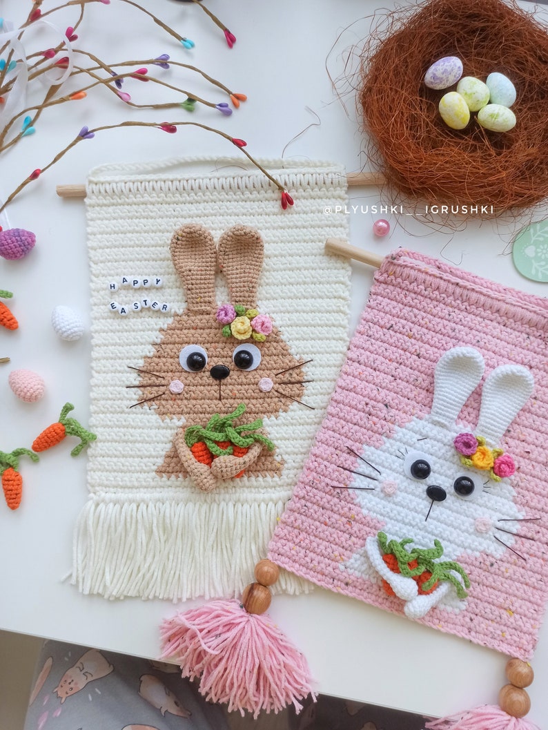 Bunny Wall Hanging Crochet Pattern in English PDF Etsy