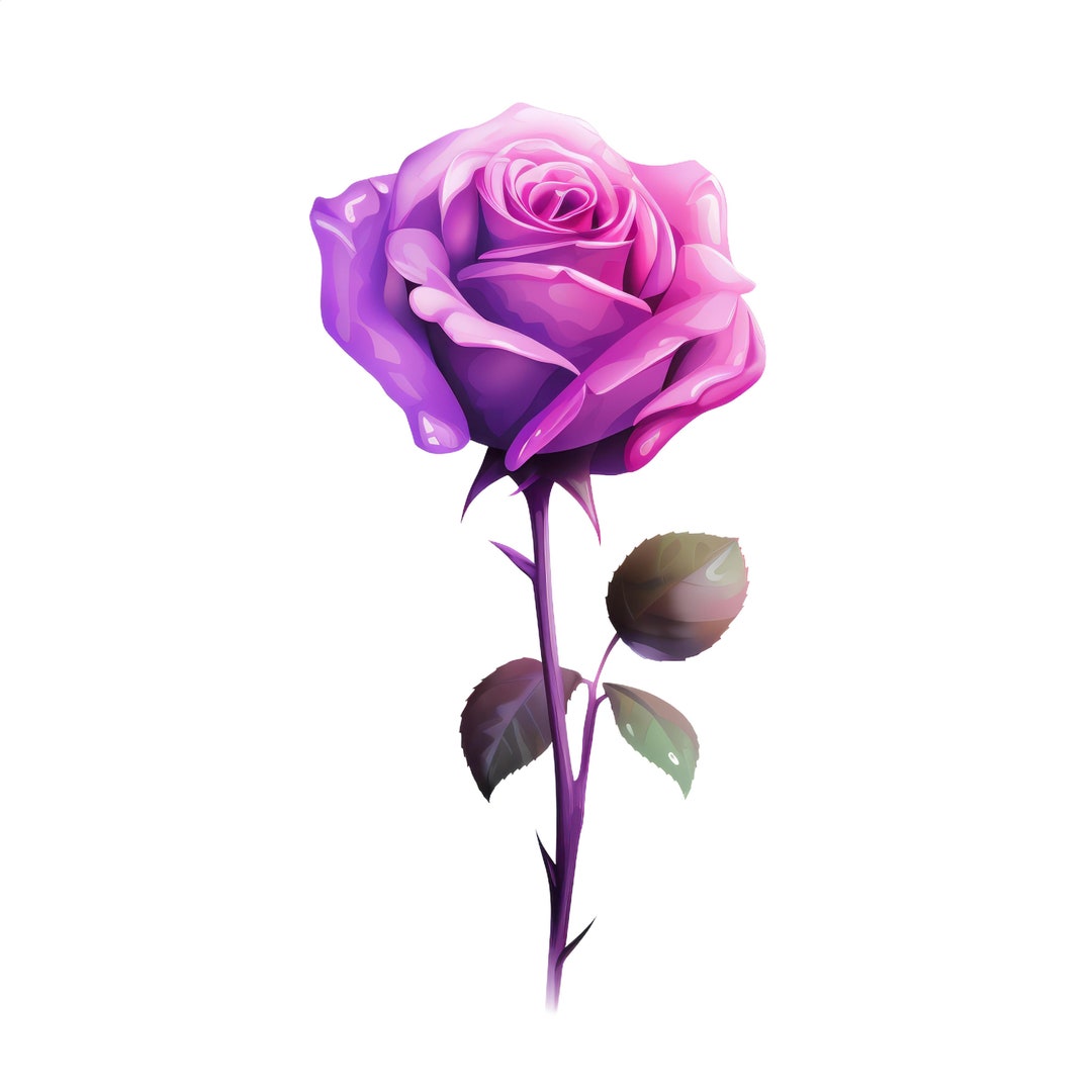 Bright Purple Rose Clipart Flower Vector File SVG High - Etsy
