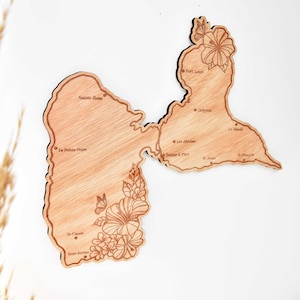 Mapa de Guadalupe - Las Antillas - Isla de las Mariposas - Regalo de recuerdo