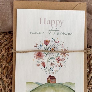 Nieuw huis, wenskaart, housewarmingkaart, wenskaart nieuw huis, gepersonaliseerde nieuwe huiskaart, felicitatiecadeau housewarming