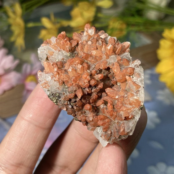 55G Natural Red Quartz Cluster, Red Crystal VUG, Quartz Cluster, Rare ore,Crystal Gifts, Mineral specimens, Home Decoration,Reiki Heal #27