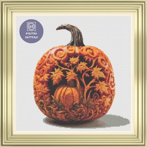 Fall pumpkin counted cross stitch pattern