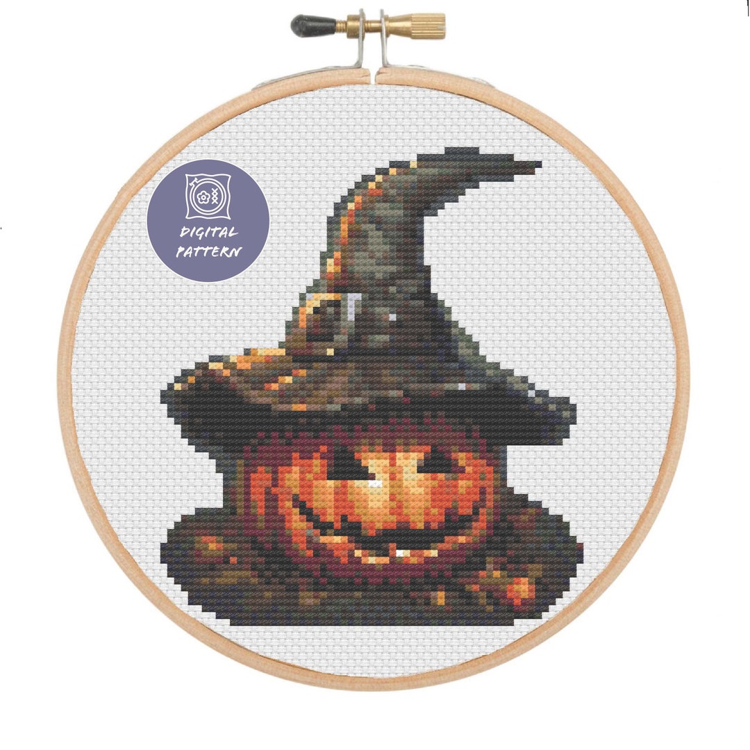 Pumpkin Witch Counted Cross Stitch Pattern - Etsy