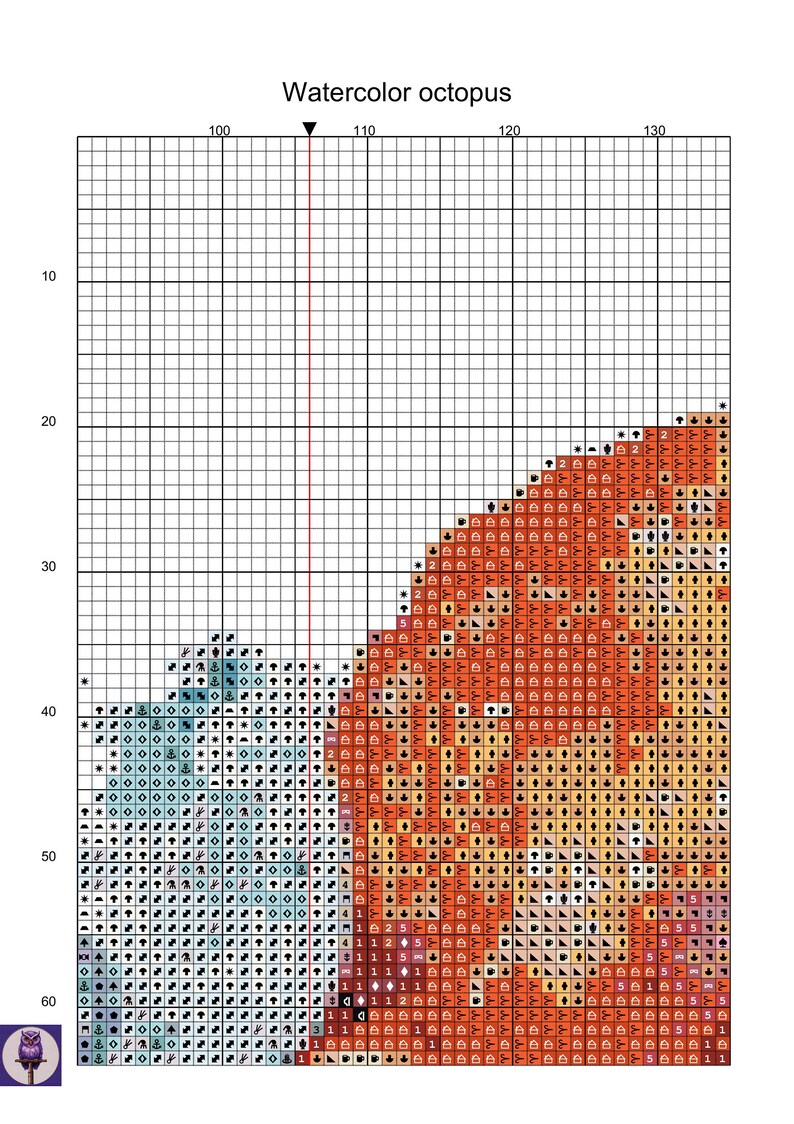 Watercolor Octopus Counted Cross Stitch Pattern - Etsy