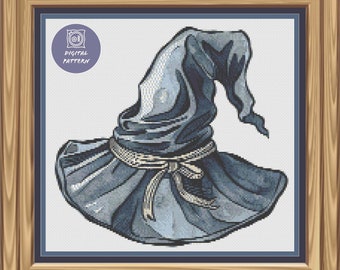 Wizard hat counted cross stitch pattern