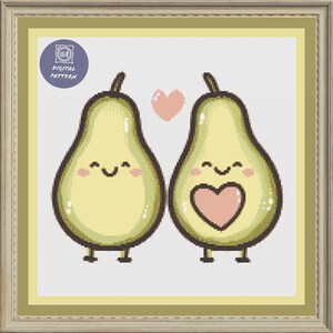 Patrón de punto de cruz de aguacates para San Valentín