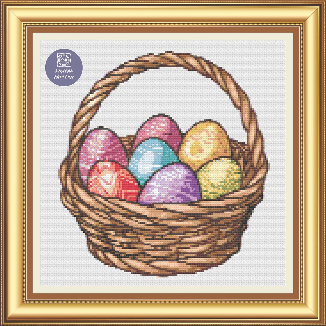 Basket Easter Eggs Counted Cross Stitch Pattern - Etsy