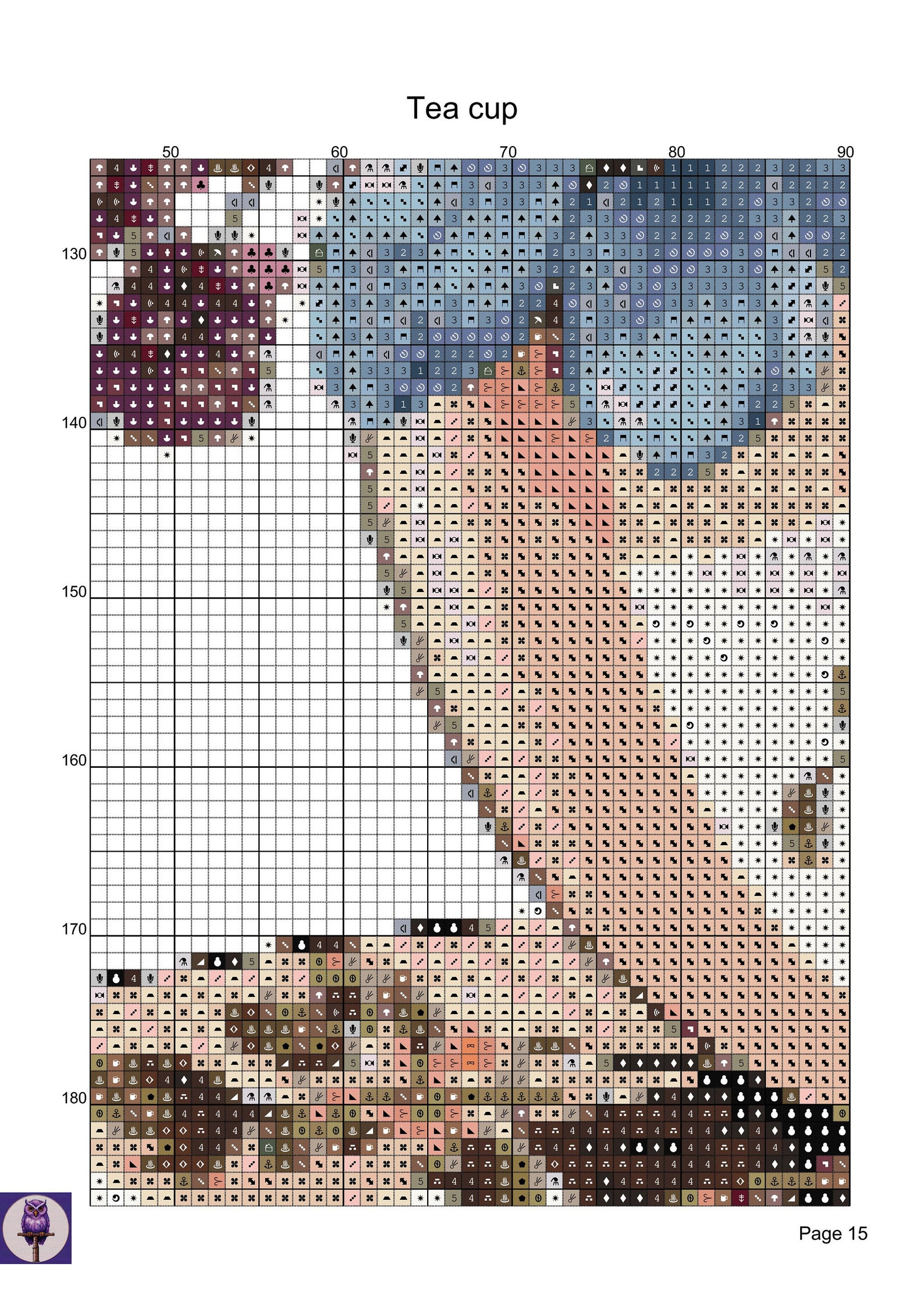 Tea Cup Counted Cross Stitch Pattern - Etsy