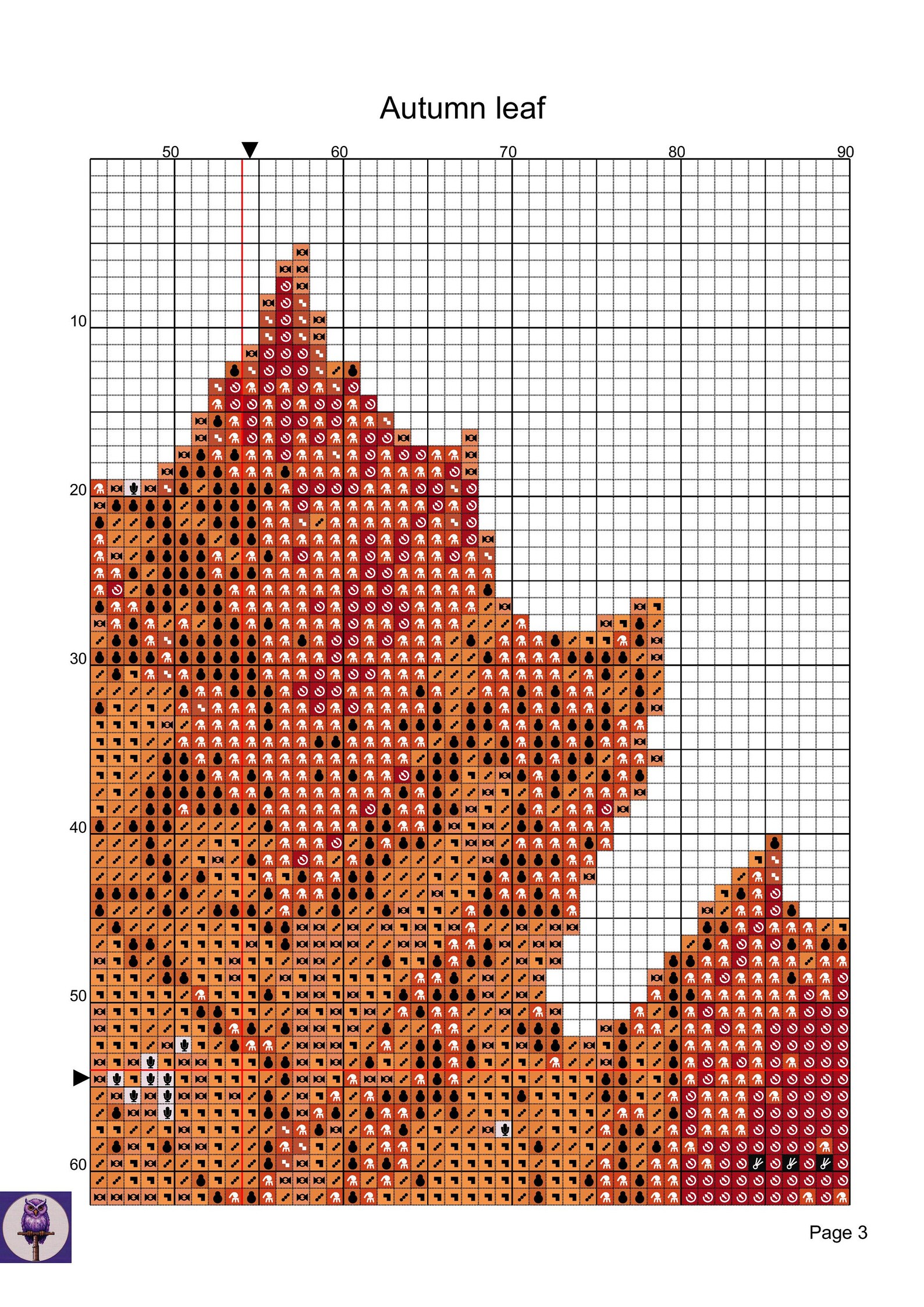 Autumn Leaf Counted Cross Stitch Pattern - Etsy