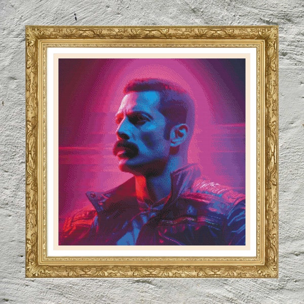 Freddy Mercury Neon cross stitch pattern