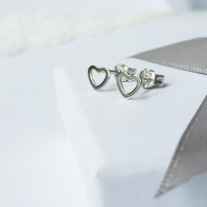 Tiny Open Heart Stud Earrings - Heart Studs - Personalised - Gift