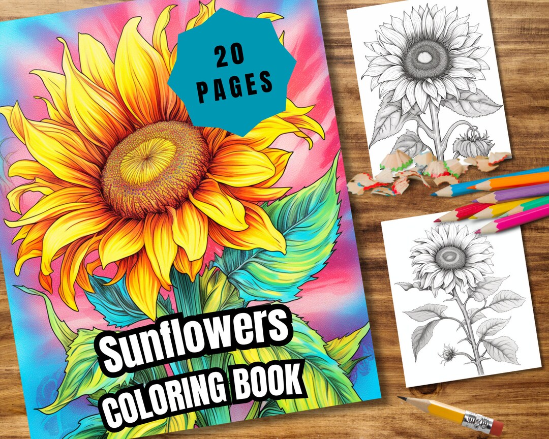 Sunflower Coloring Book Instant Download Printable PDF 20 - Etsy