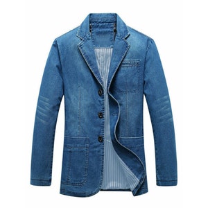 Denim blazer shop jacket mens