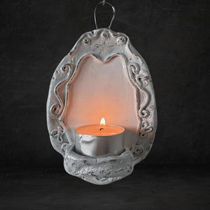 Vintage Style Wall Candleholder Wall Mounted Clay Plaque White Ceramic Candleholder For Tealight Wall Sconce Candle holder