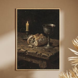 Vintage Communion Wall Art, Bread And Wine Printable, Maundy Thursday Decor, Easter Lenten Pastor Gift, Catholic Eucharist Digital Download