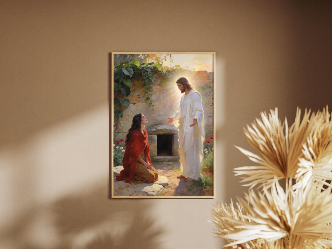 Jesus and Mary Magdalene Resurrection Print, Christian Wall Art Digital ...