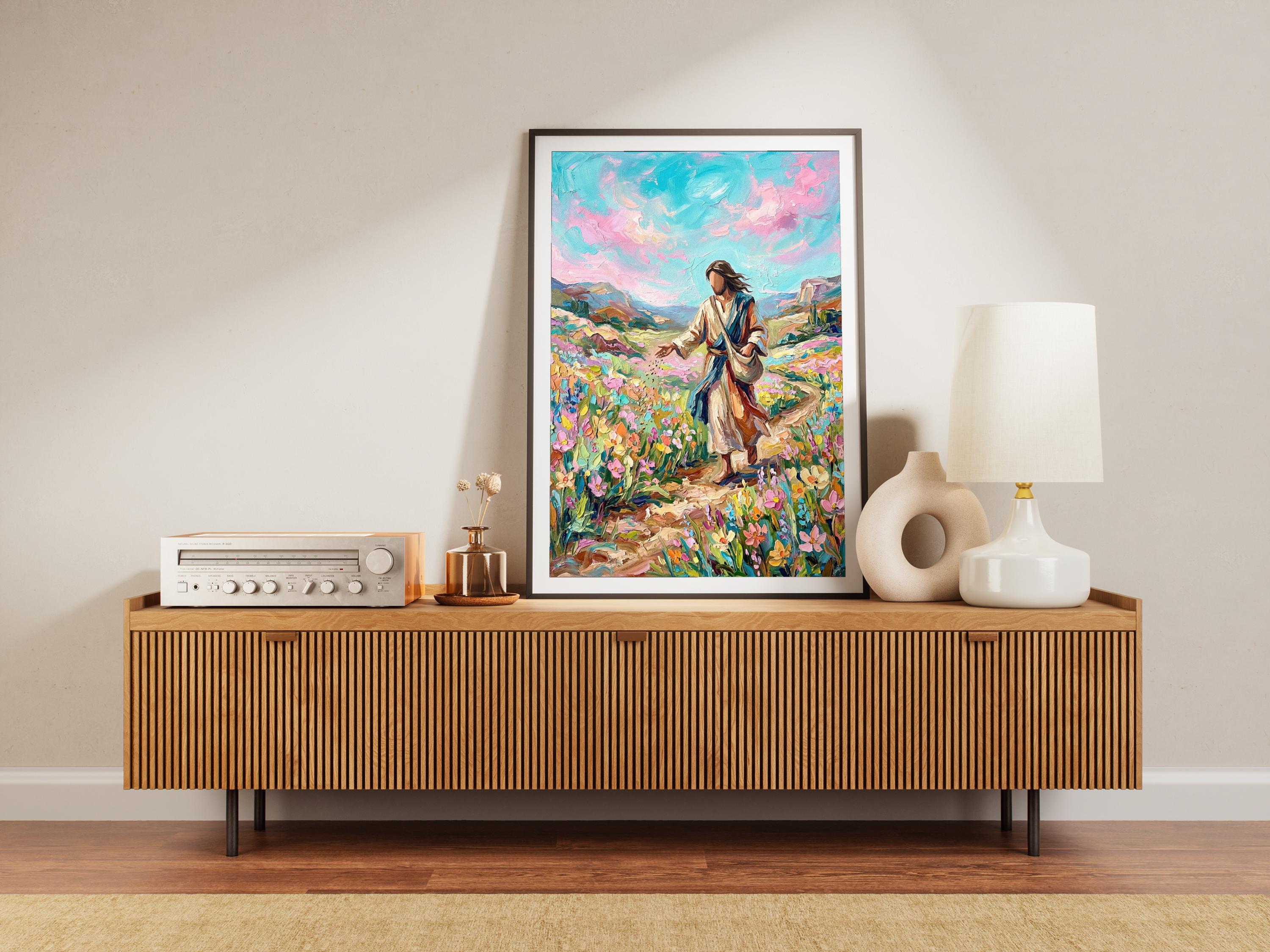 Parable of the Sower Wall Art, Jesus Sowing Seeds Digital Print ...