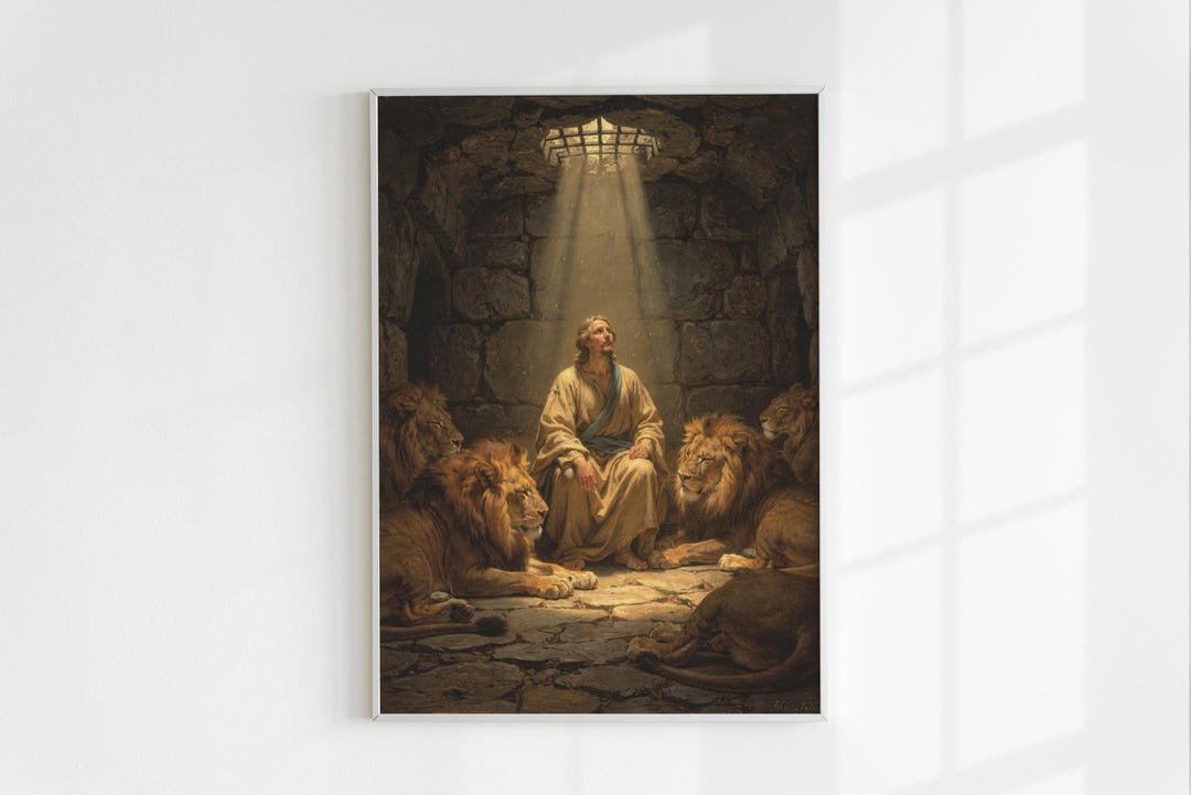 Daniel Print Daniel in the Lions Den Art, Prophet Daniel Print, Bible Story Wall ...