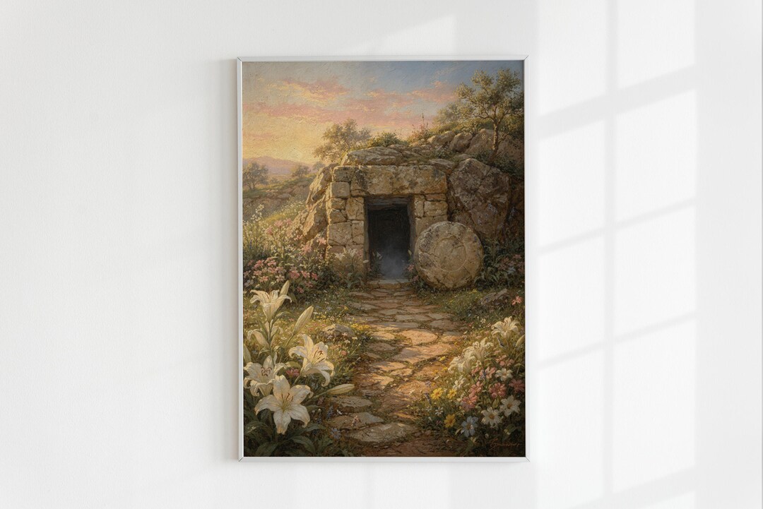 Empty Tomb Wall Art, He is Risen Print, Easter Christian Decor ...