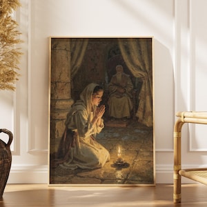 Download digitale di "Hannah piangente che prega", stampabile arte murale cristiana vintage, decorazione con preghiera di guarigione per donne, regalo di fede per la festa della mamma, Pasqua