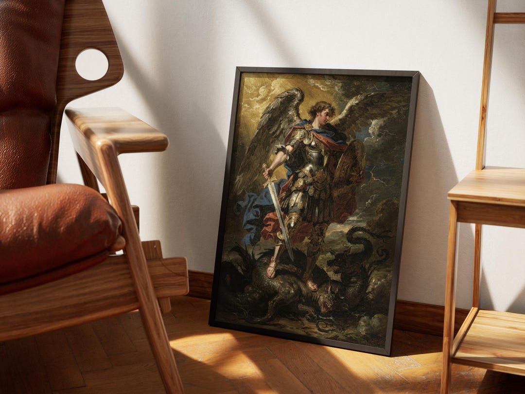 Printable St Michael Archangel Vintage Catholic Wall Art | Christian ...