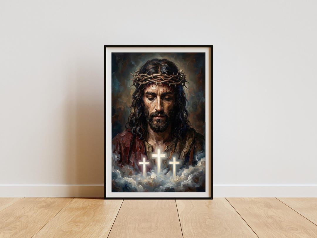 Jesus Crown of Thorns Printable, Impasto Christian Digital Download ...