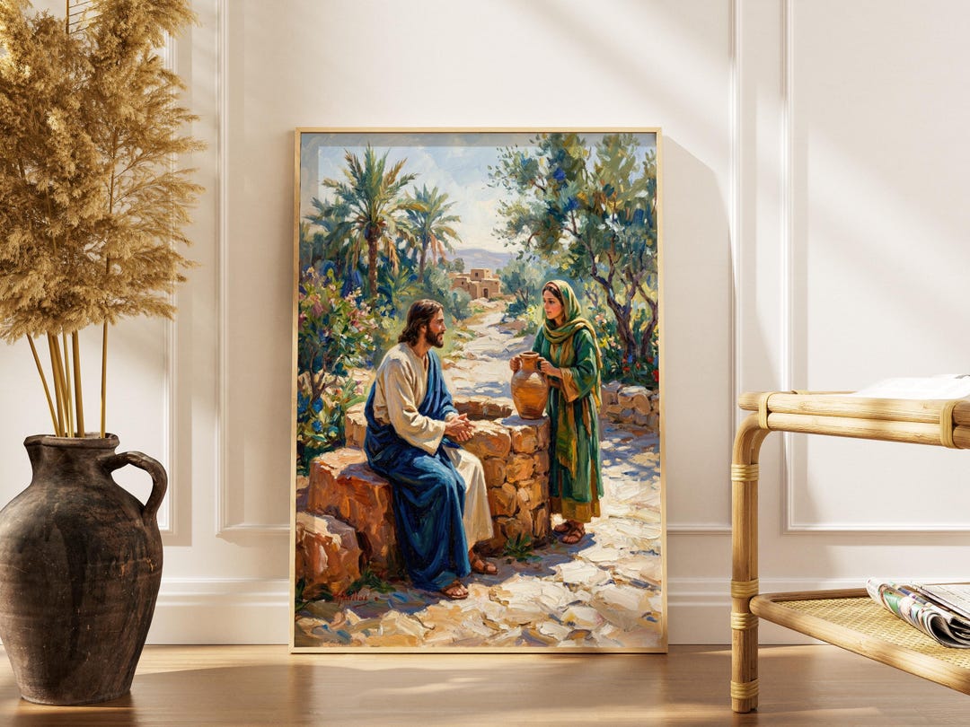 Jesus and Samaritan Woman at the Well Digital Print, Christian Wall Art ...