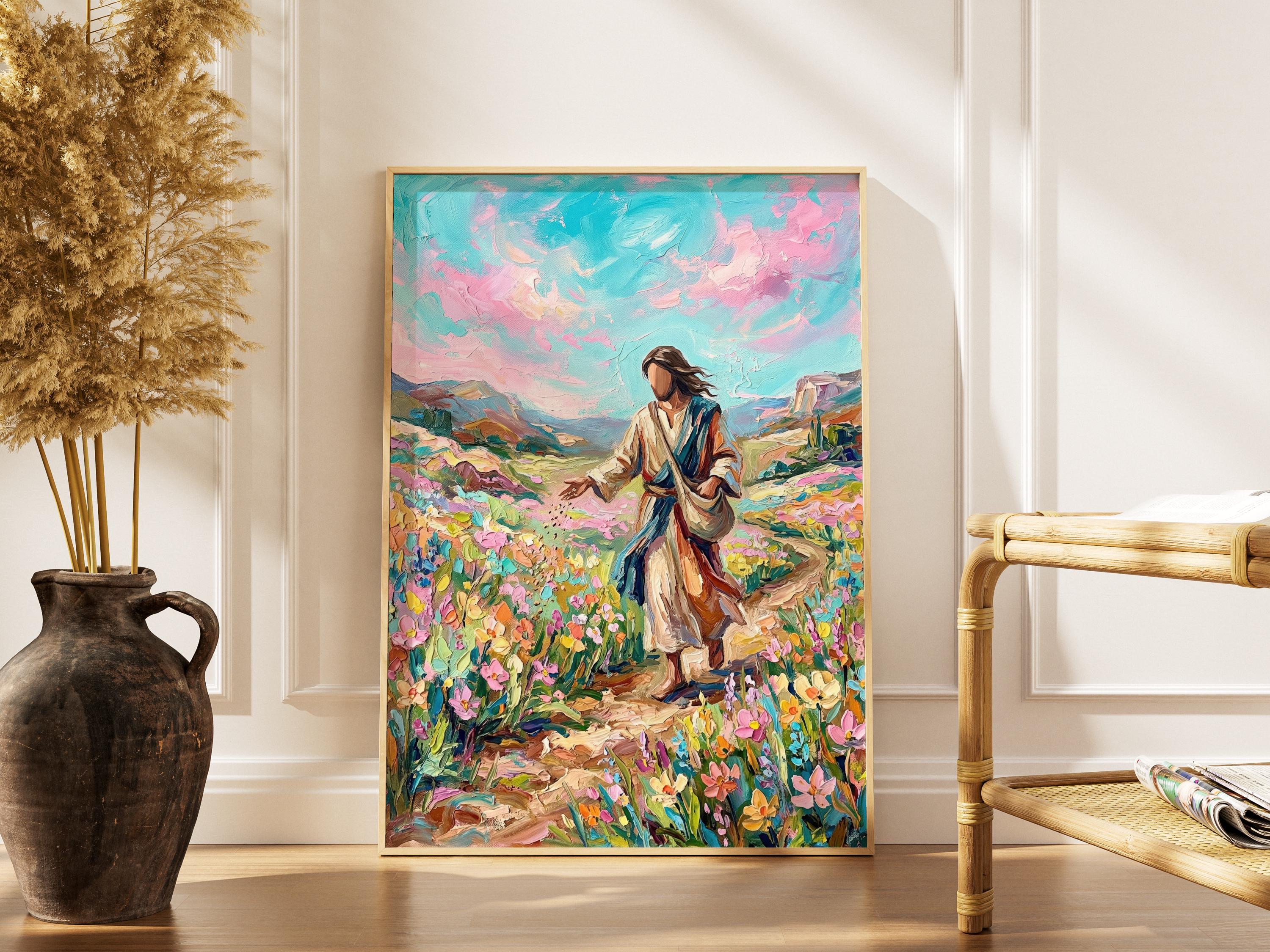 Parable of the Sower Wall Art, Jesus Sowing Seeds Digital Print ...