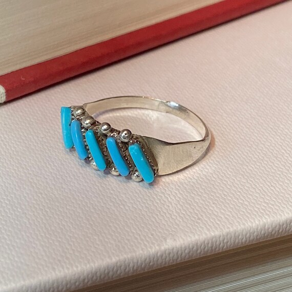 Vintage Zuni Sterling Silver Needlepoint Turquois… - image 4