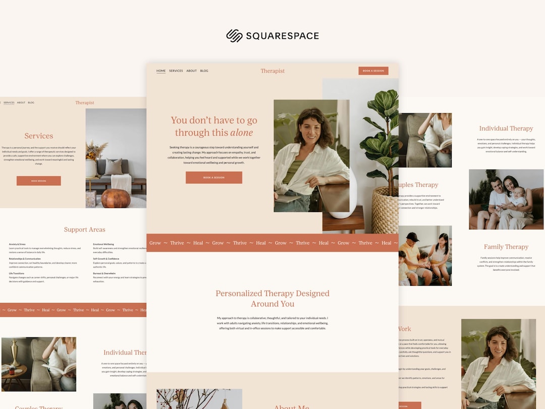 Therapist Squarespace Template | Holistic Wellness Professional Website ...