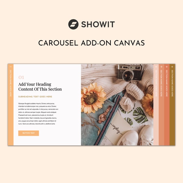 Showit Template Add On, Showit Canvas FAQ Accordion Layout, Showit Website Template, Carousel Showit Template, Photography Showit Template