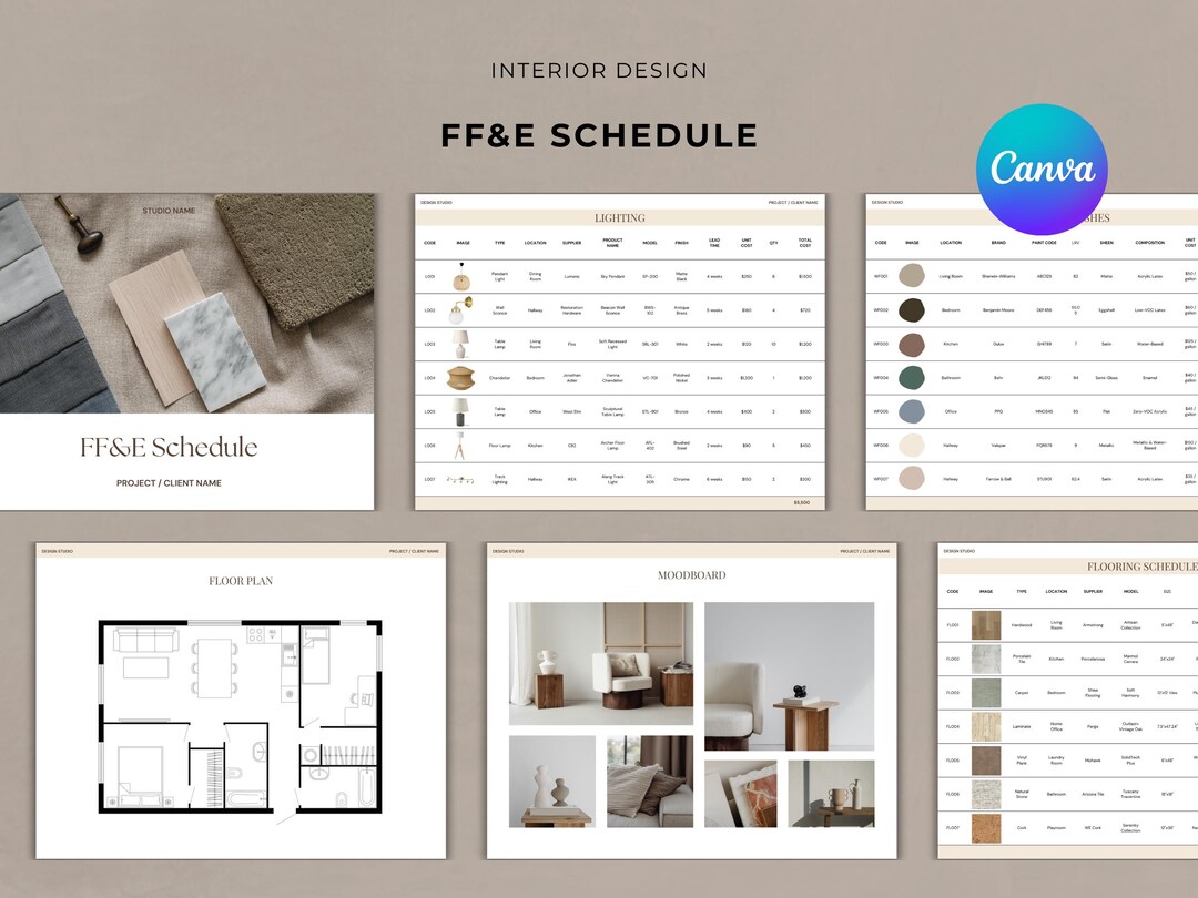 Design Ffe Schedule FF&E Schedule Template Interior Design | Furniture Fixtures Finishes ...