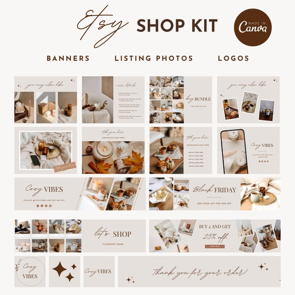 Etsy Shop Kit, Etsy Banner Template, Minimal Etsy Store Banner, Neutral Etsy Branding Kit, Etsy Listing Template, Etsy Shop Bundle