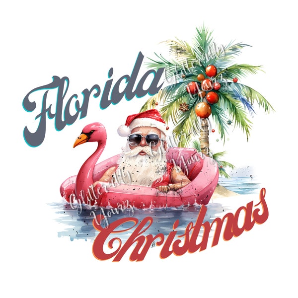 Coastal Christmas PNG,  Florida Beach Santa, Tropical Christmas, Tropical Santa, Florida Christmas image, Santa at the Beach