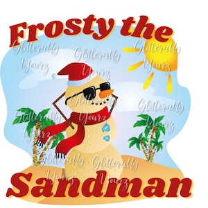 Frosty the Sandman, Navidad costera PNG, Navidad tropical, Escena de playa tropical, Imagen de Navidad de Florida, Navidad en la playa