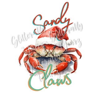 Sandy Claws, Küstenweihnachten PNG, Florida Beach Santa, Tropisches Weihnachten, Tropischer Weihnachtsmann, Florida Weihnachtsbild, Strandkrabben-Weihnachtshut