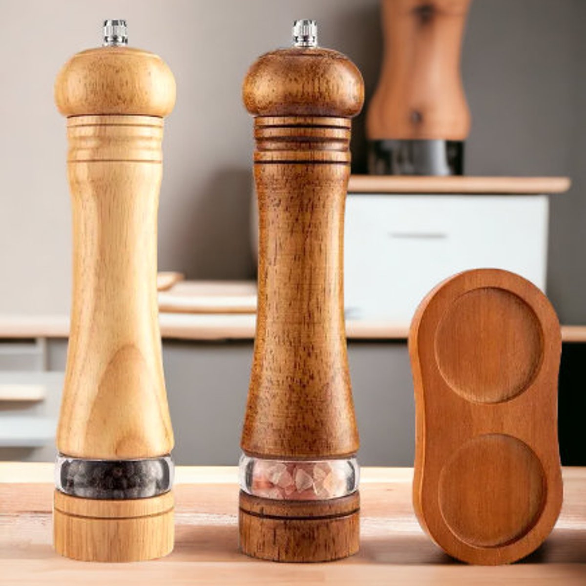 Wooden Salt and Pepper Grinder Housewarming Kitchen Decor - Etsy