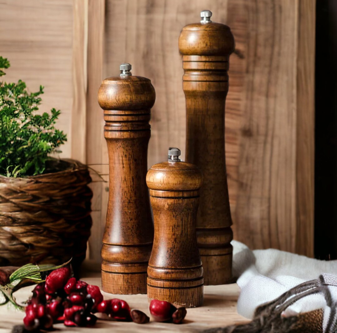 Dark Wood Salt and Pepper Grinder Housewarming Kitchen Decor Etsy UK