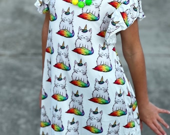 Rainbow Caticorn swing dress