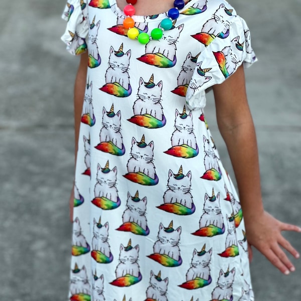 Rainbow Caticorn swing dress